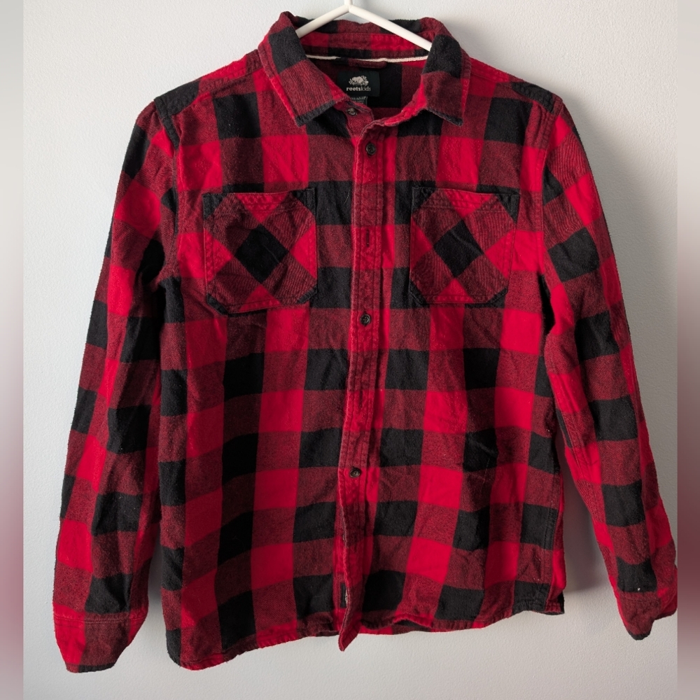 Roots Kids Red and Black Plaid Shirt